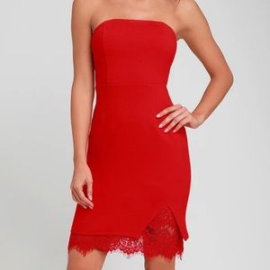 Red Strapless Dress Lulus Size Medium